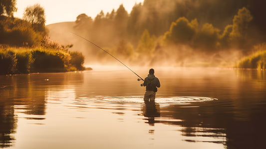 Man Fly Fishing In The Evening