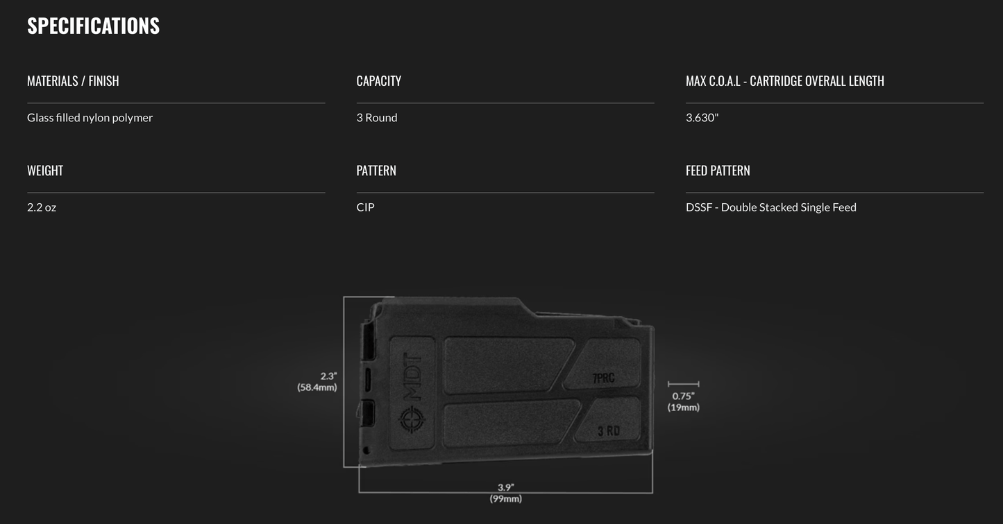 MDT 7PRC Magazine Specifications