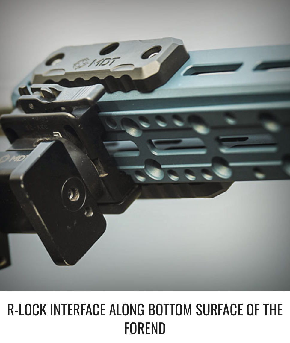 MDT ACC Elite Chassis System R-Lock Interface Along Bottom Surface of the Forend