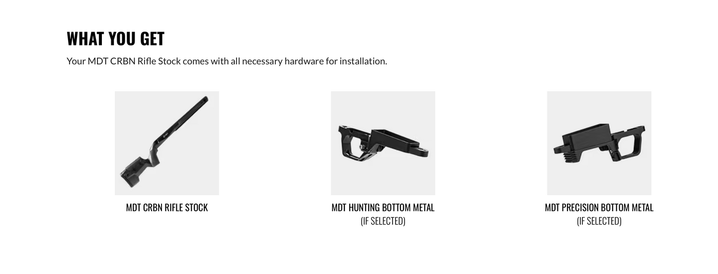 MDT CRBN Rifle Stock What You Get