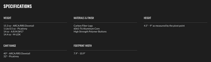 MDT GRND-POD Bipod Specifications