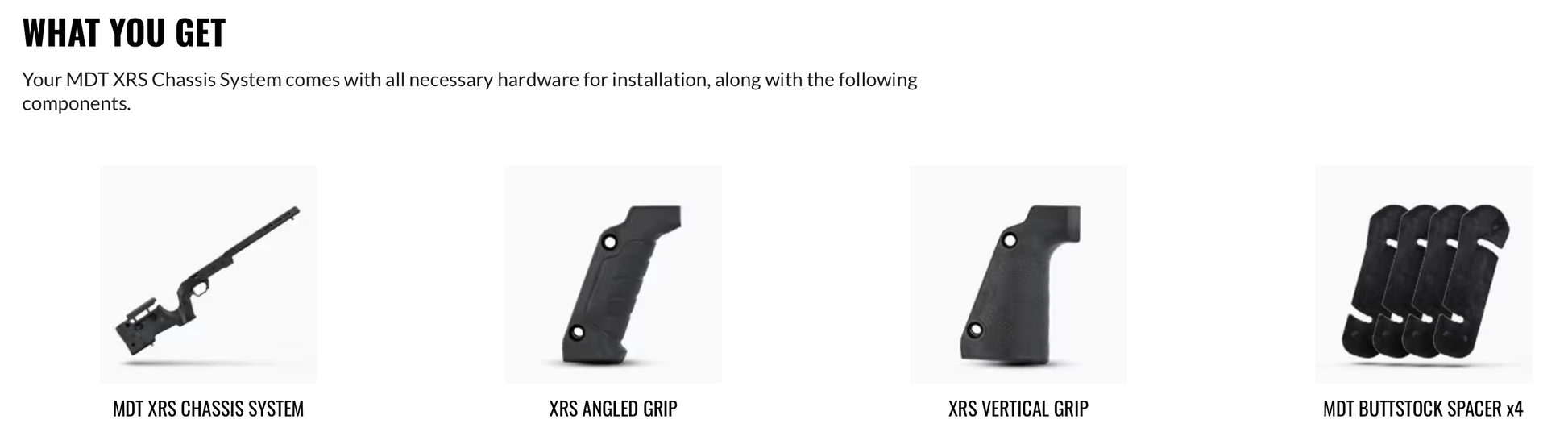 MDT XRS Rifle Chassis System What Comes In The Box