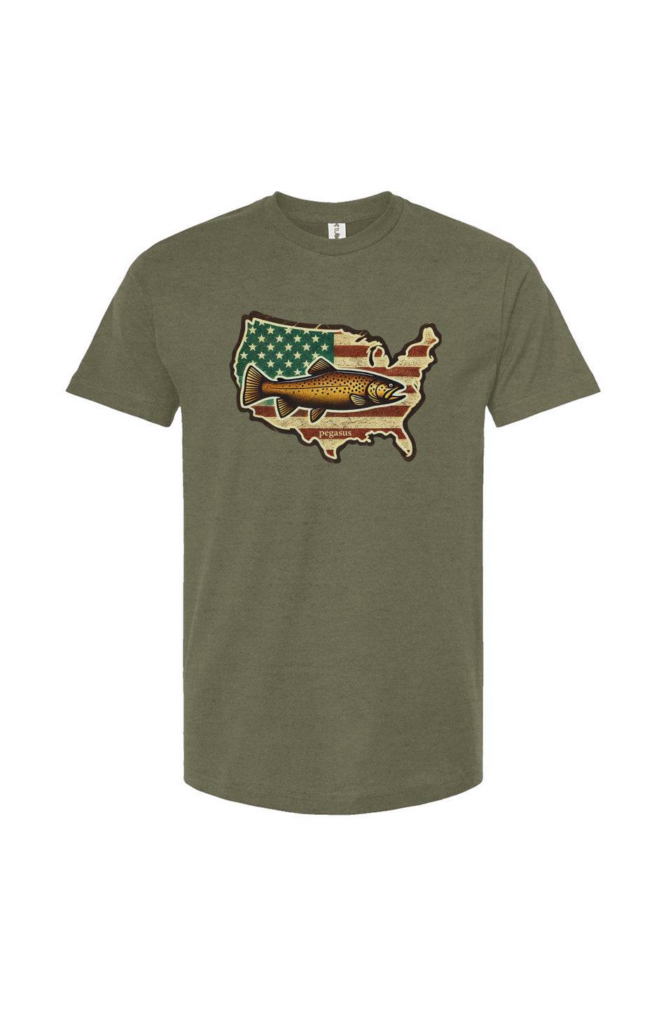 Pegasus USA Brown Trout T-Shirt - Pegasus Outdoors