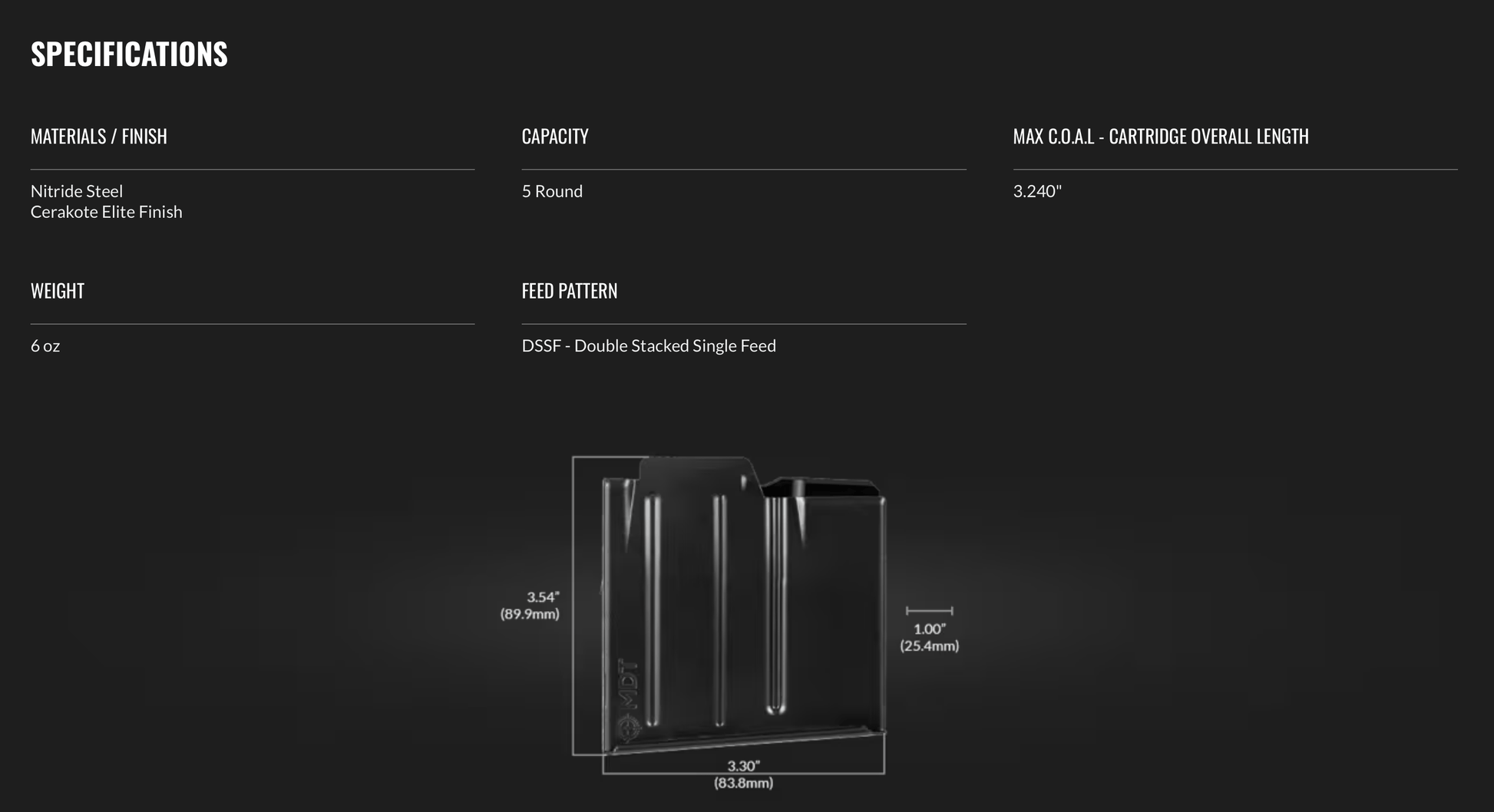 MDT 300 WSM / 6.5 PRC Metal MED Magazine - 5 Round - Pegasus Outdoors